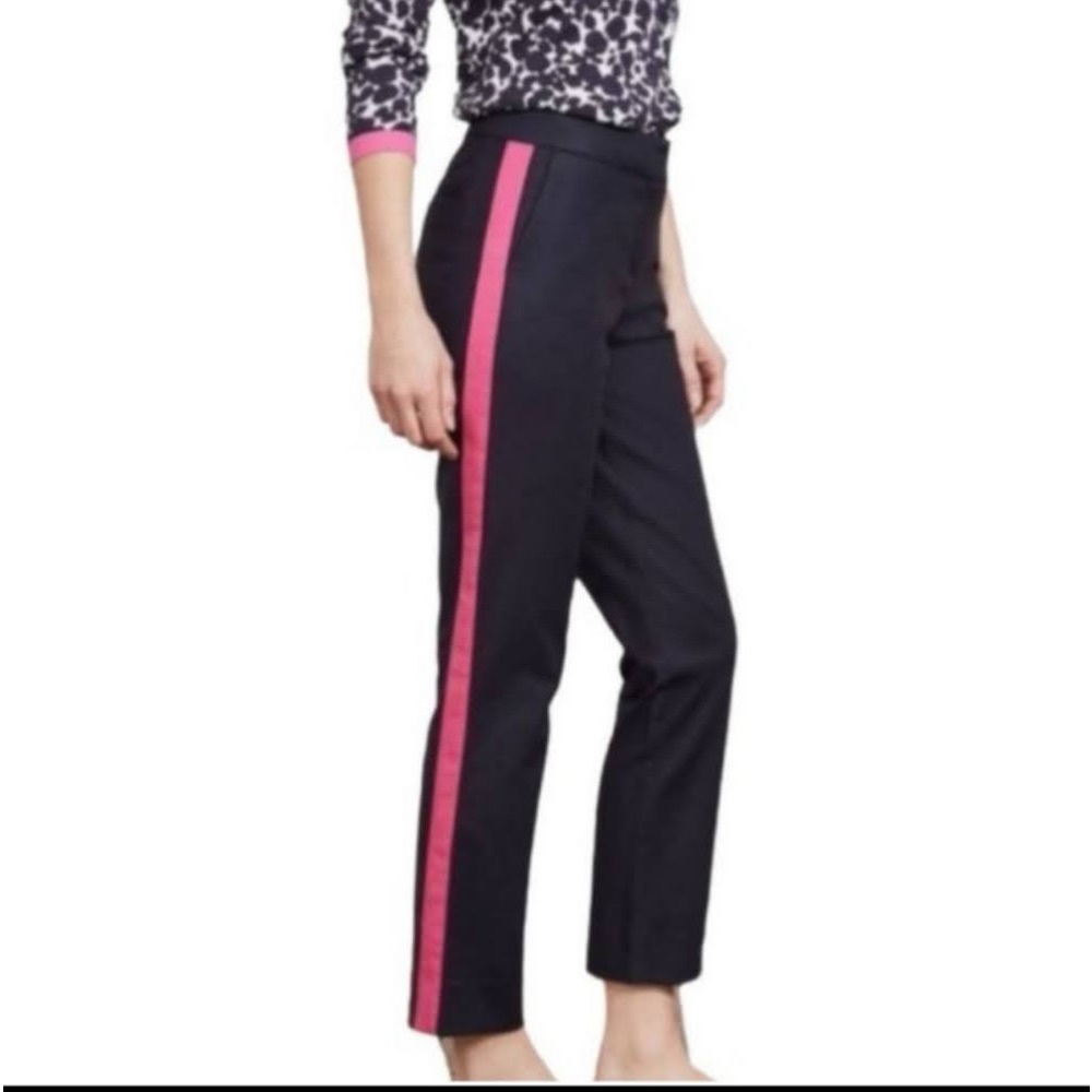 Boden Richmond side stripe Ankle Pants navy pink Sz 2